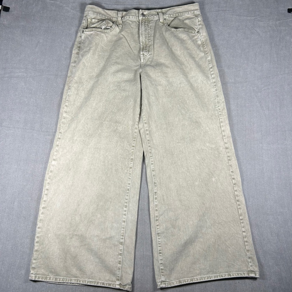 Gap Denim Womens 18/34R High Rise Wide Leg Jeans Khaki Sand Wash Wide Leg Pants